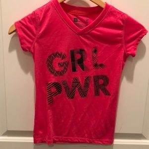 XERSION Girls Bright Pink Sparkle GIRL PWR Shirt Top Tee Shirt Size S (7/8)